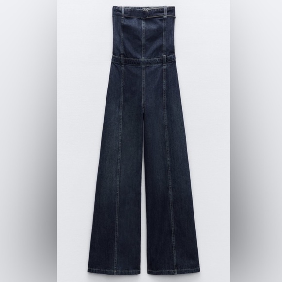 Zara Pants - NWT Zara Strapless Denim Jumpsuit